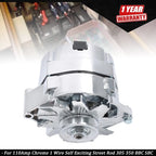 Chrome Alternator for Chevy BBC SBC 12V 110Amp (1975–1985)