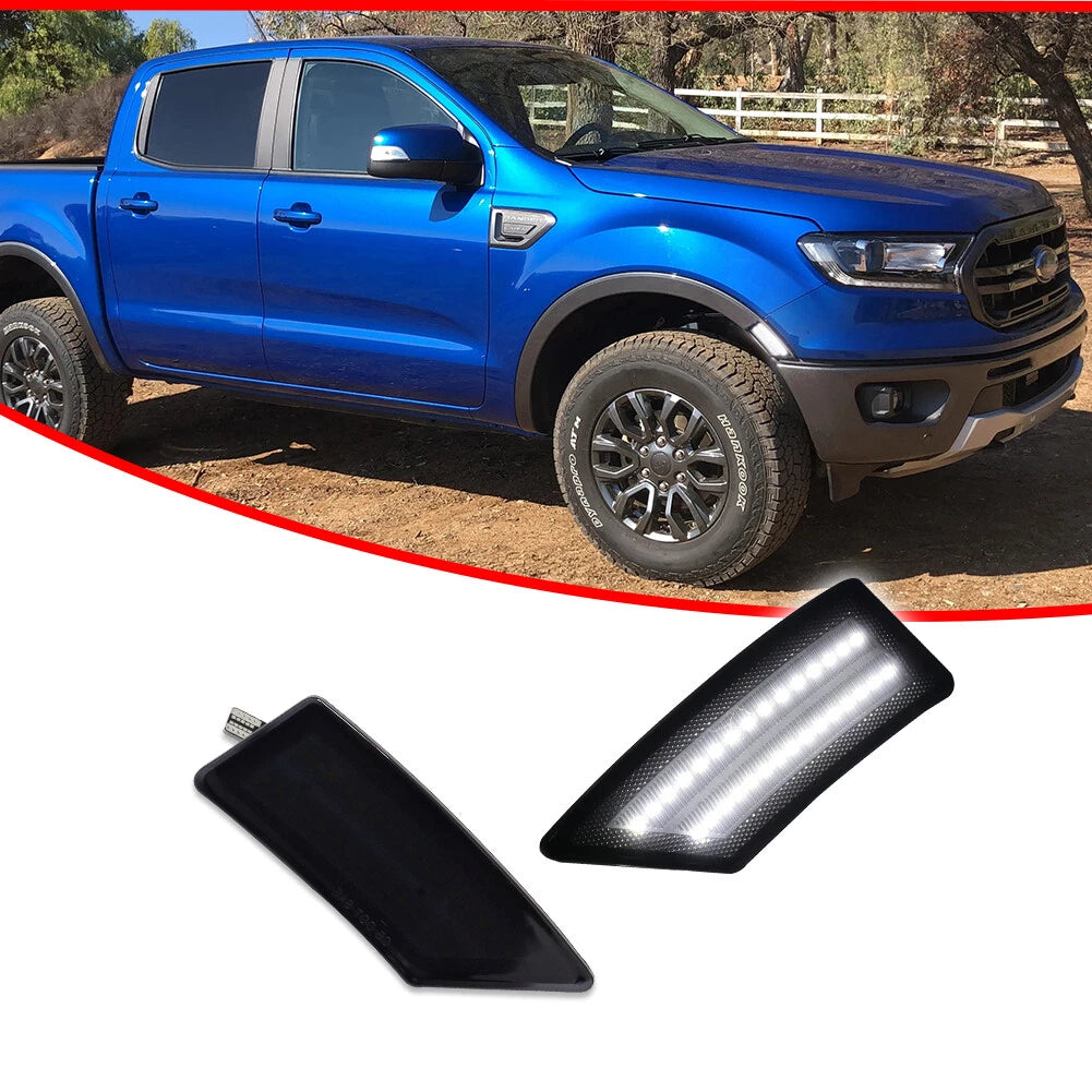 Smoked Lens LED Front Fender Side Marker Lights for Ford Ranger (2019–2022)