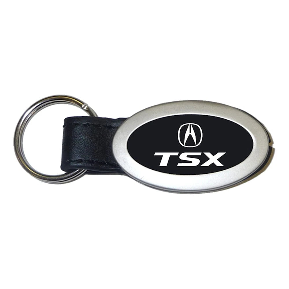 Black Leather Oval Keychain - Officially Licensed for Acura TSX