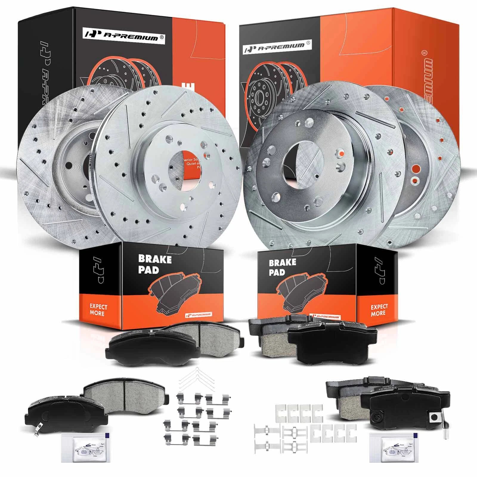 Front & Rear Drilled Brake Rotors & Ceramic Pads for Honda Accord (2003–2007)