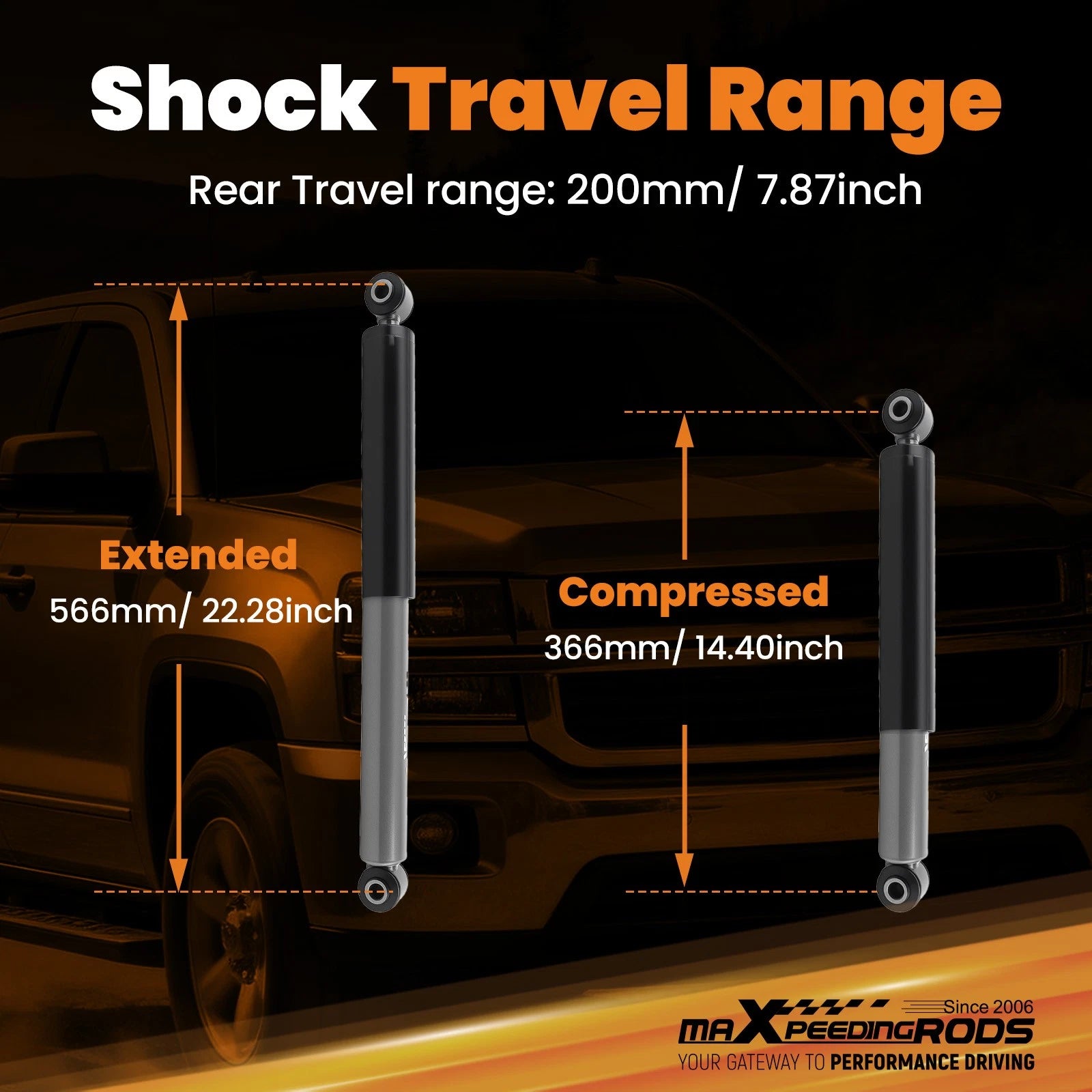 4" Lowering Kit Rear Shocks Shackles for Silverado Sierra 1500 (2007–2018)
