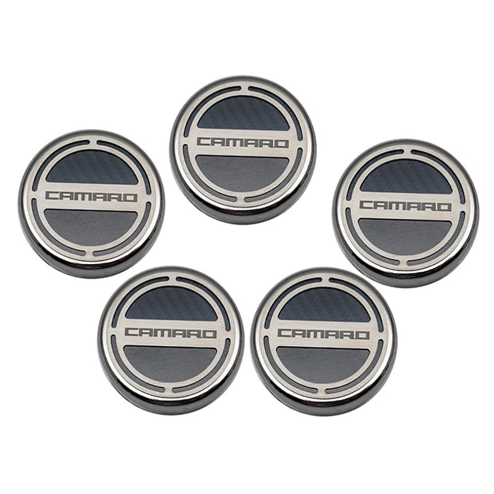 Chrome Cap Covers Blue Carbon Fiber Inlay for Chevrolet Camaro (2010–2015)