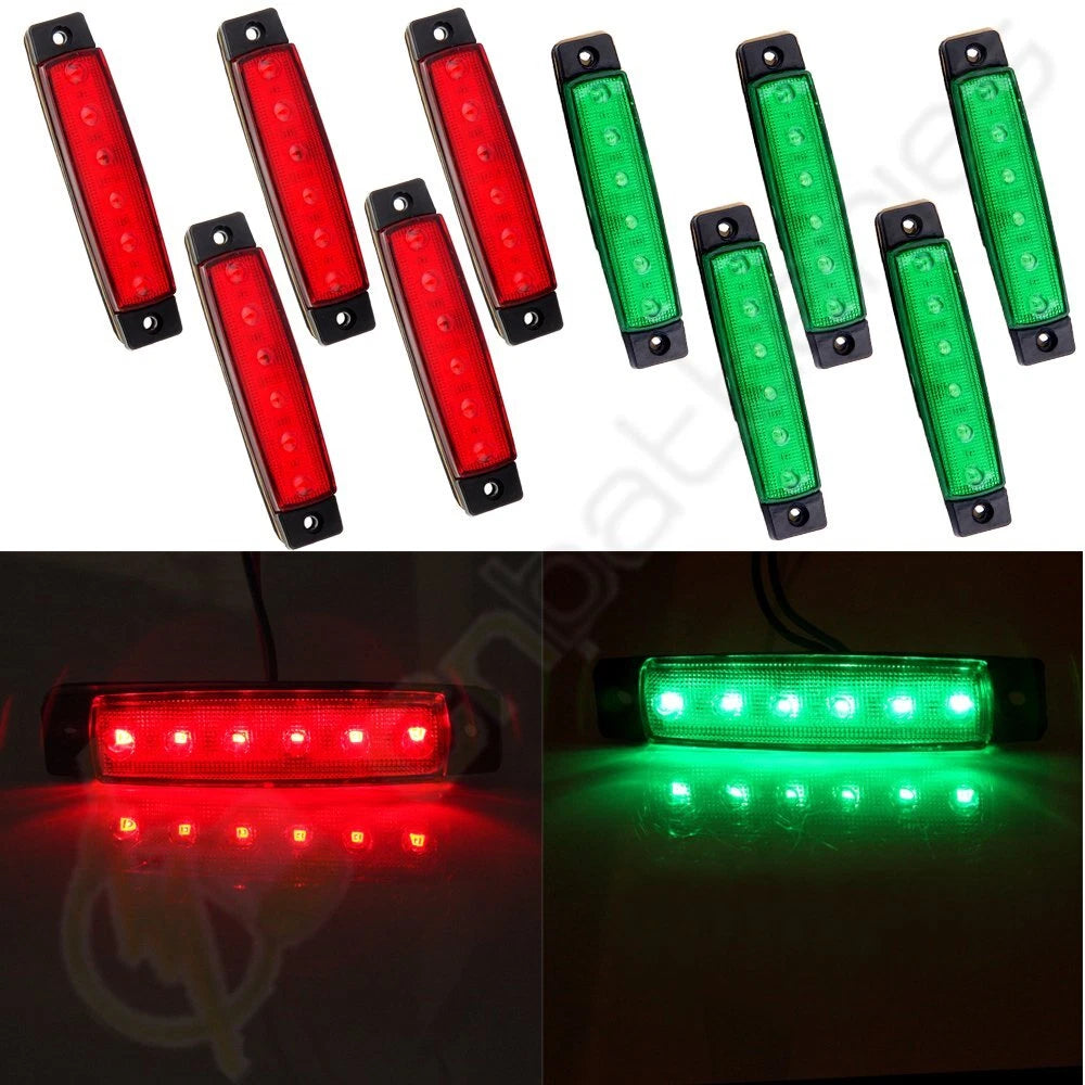 5 Pair LED Clearance Light for Bus Van Trailer (6 LED, 2 Wire)