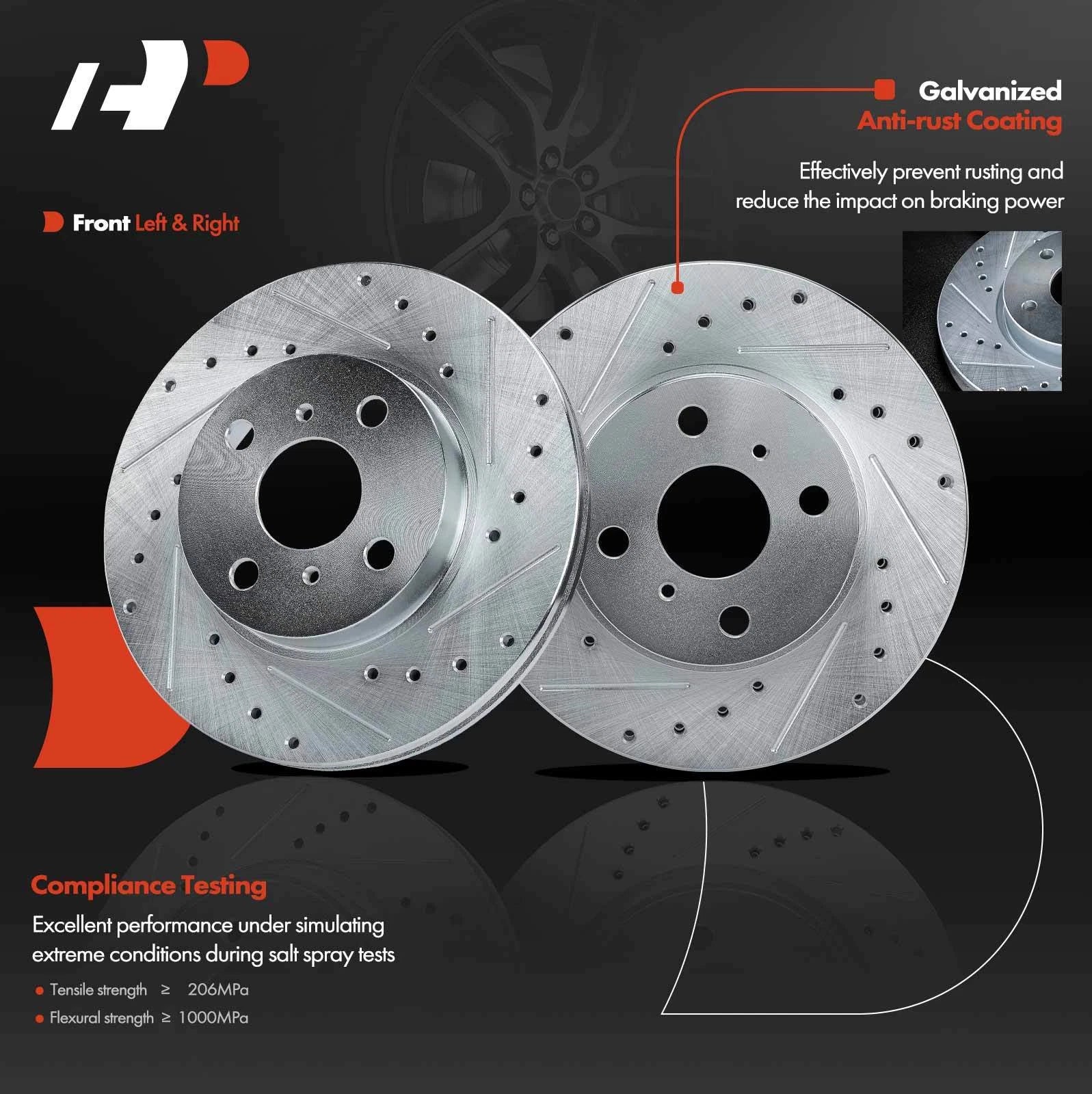 Rear Drilled Brake Rotor & Pad Set for Benz W203 C230 W210 E320 R171