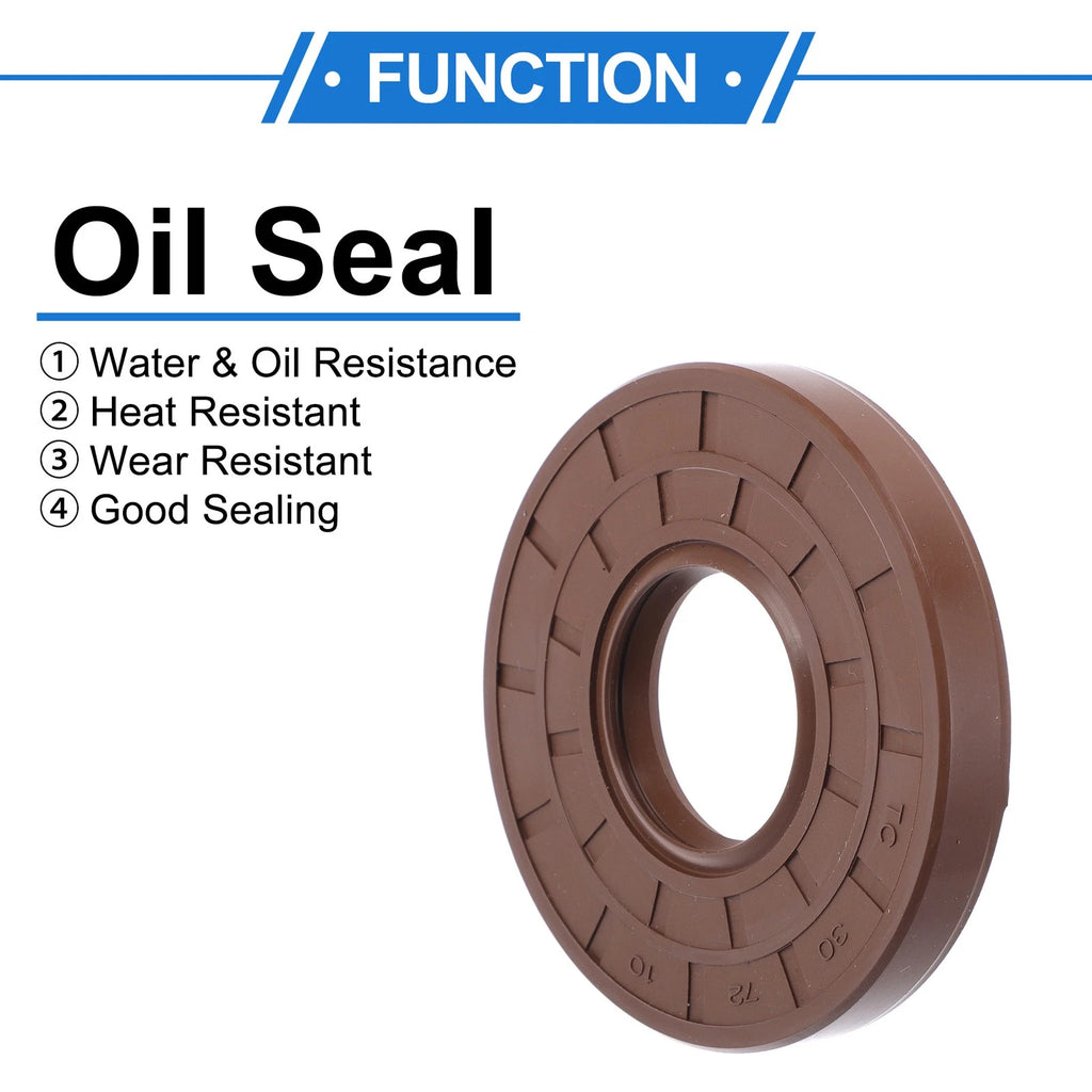 2X Oil Seal Rotary Shaft Seal FKM Rubber 30x72x10mm for Various Models 