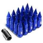 Set of 20 J2 7075 Forged Aluminum M12X1.5 Spiky Cap Lug Nuts w/Adapter Blue