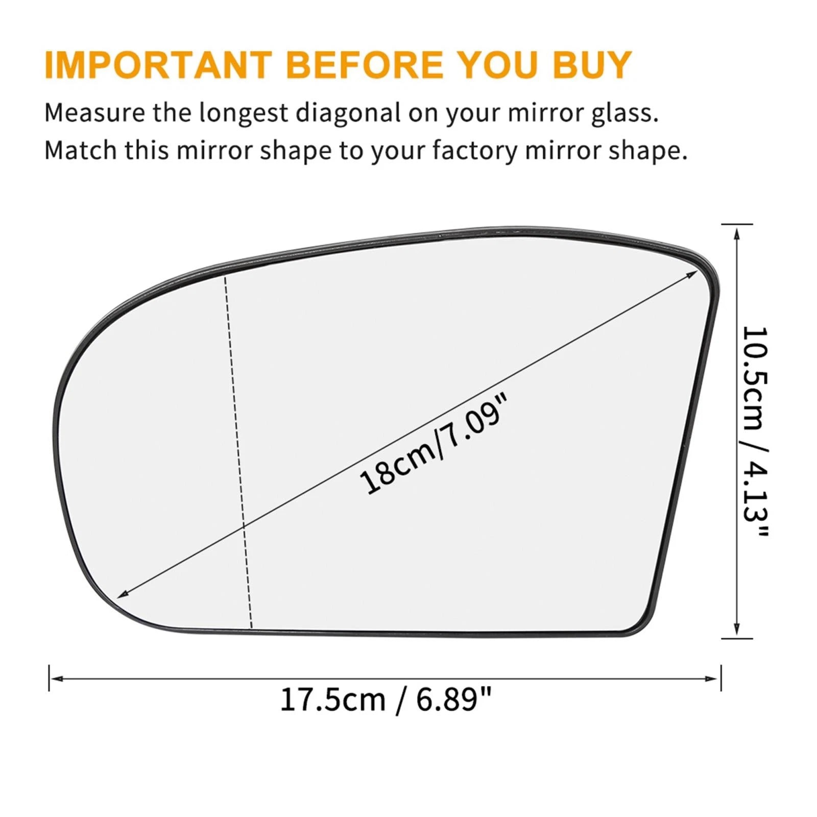 Left Side Heated Wing Mirror Glass for Mercedes-Benz C 230 (2002–2007)