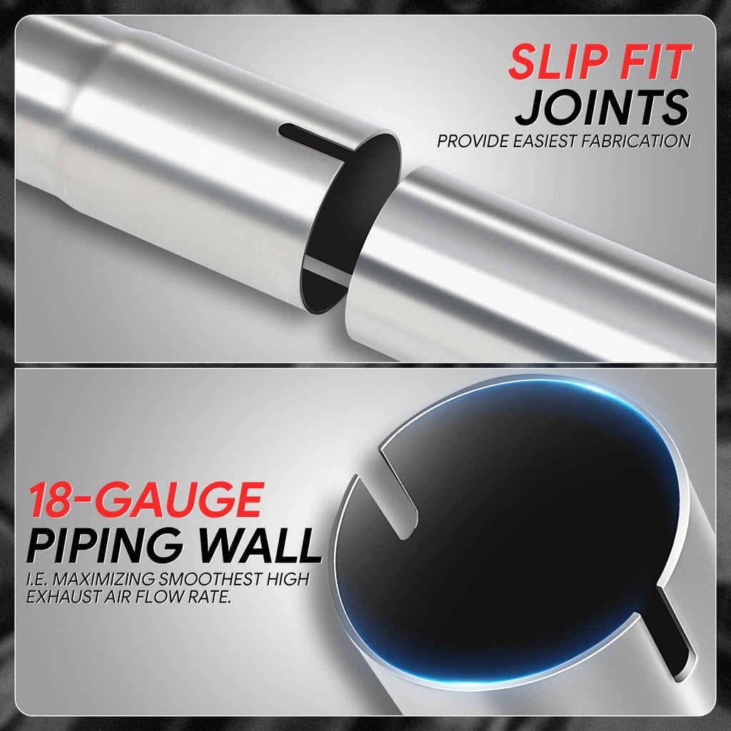 18" Long 18-Gauge Stainless Steel Exhaust Pipe 2" OD for DIY Projects