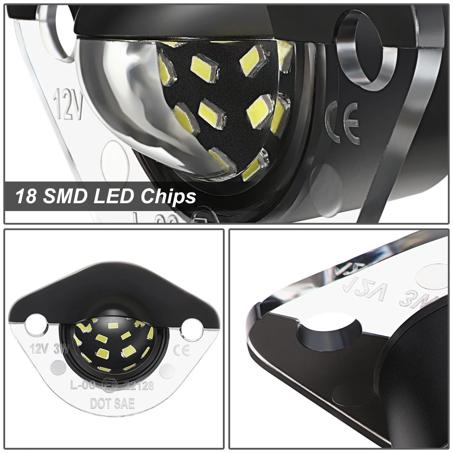2X LED License Plate Lights for Ford Mustang (1994–2004) - Clear Lens