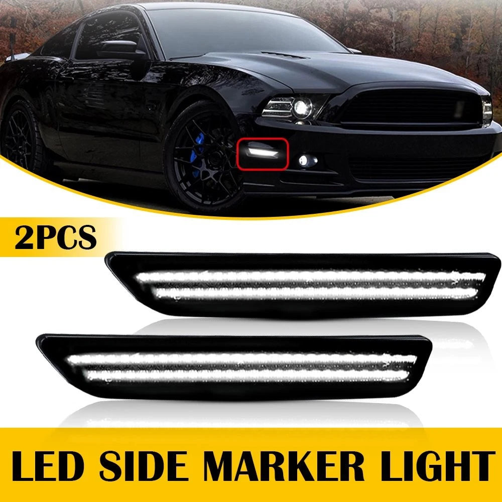 Set of 2 LED Front Smoke Side Marker Turn Signal Lamps for Ford Mustang (2010–2014)
