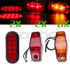 2X 6" 10LED Red Trailer Tail Light + 8X Amber/Red Side Marker Lights