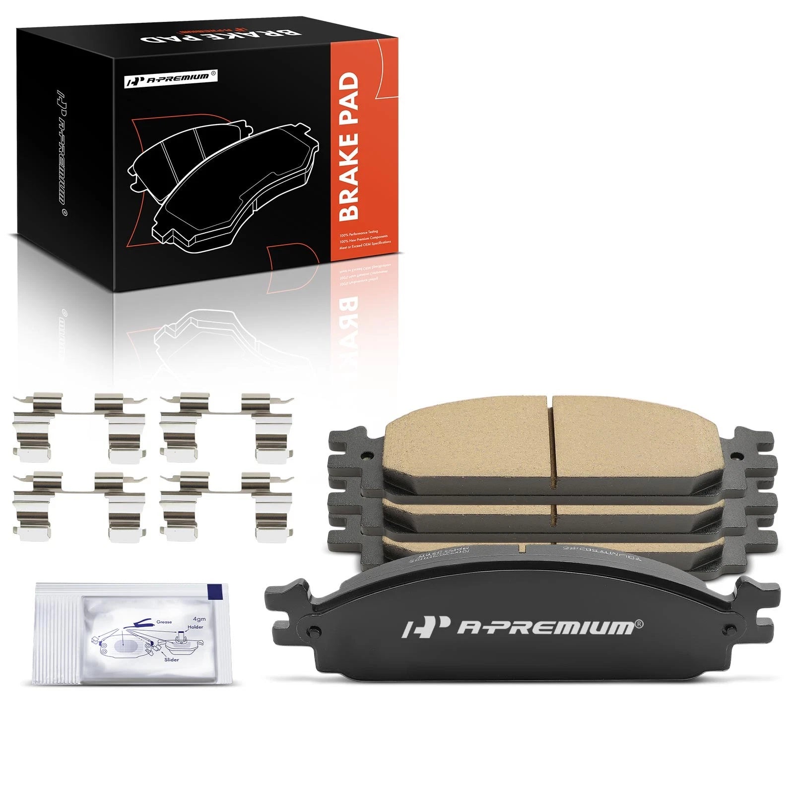 Set of 4 Front Ceramic Brake Pads for Ford Taurus (2010–2019) Flex (2009–2019)