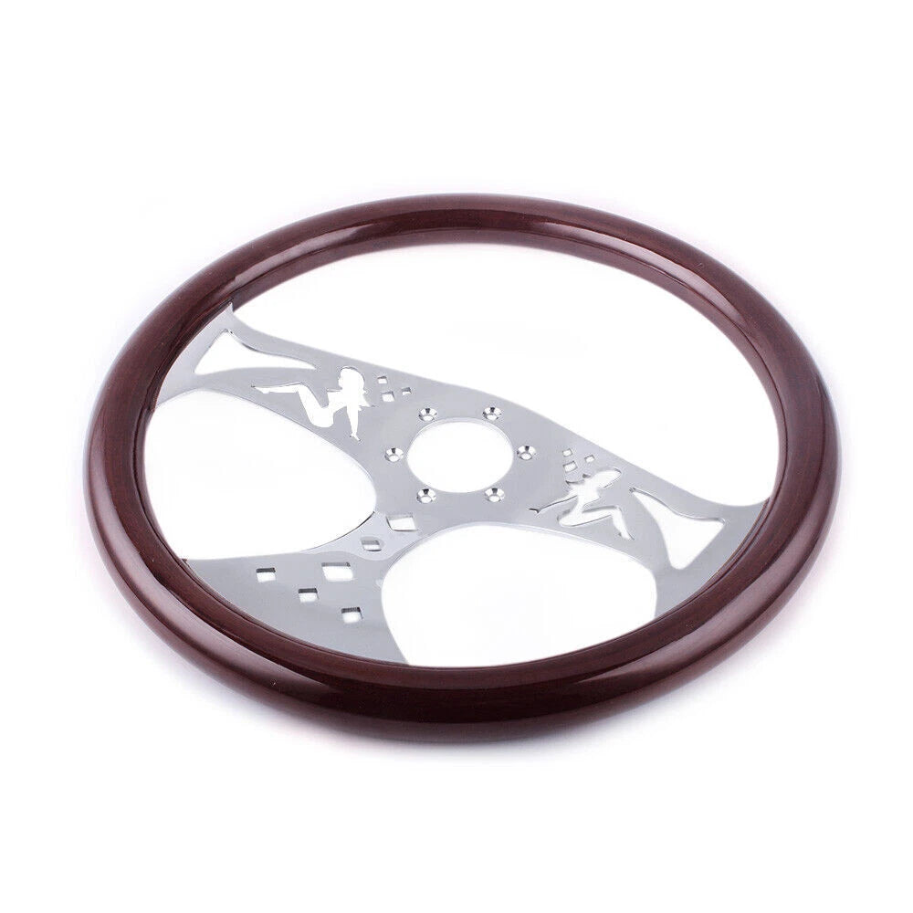 Racing 380mm 15" Classic Wood Grain Deep Dish Steering Wheel for Universal