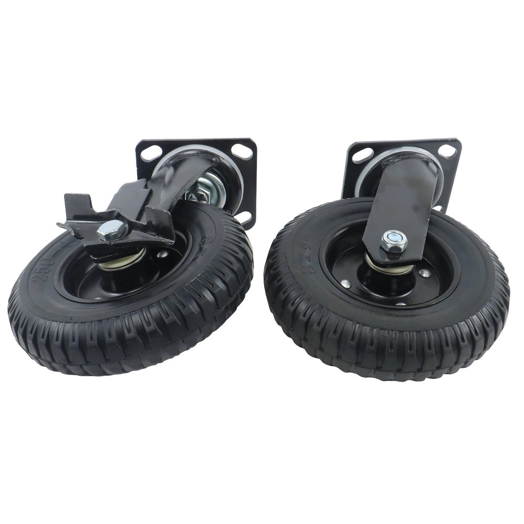 2 Pcs 8" Rubber Swivel Caster Wheels for Heavy-Duty Use (1000Lbs)