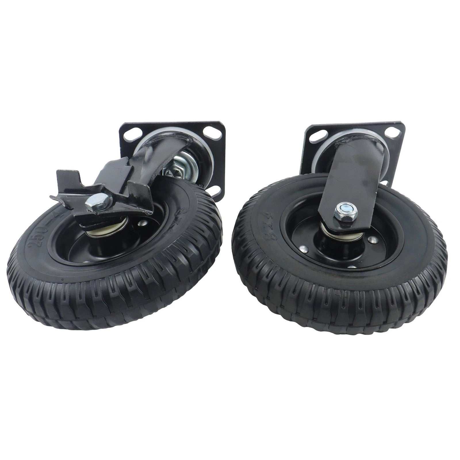 2 Pcs 8" Rubber Swivel Caster Wheels for Heavy-Duty Use (1000Lbs)