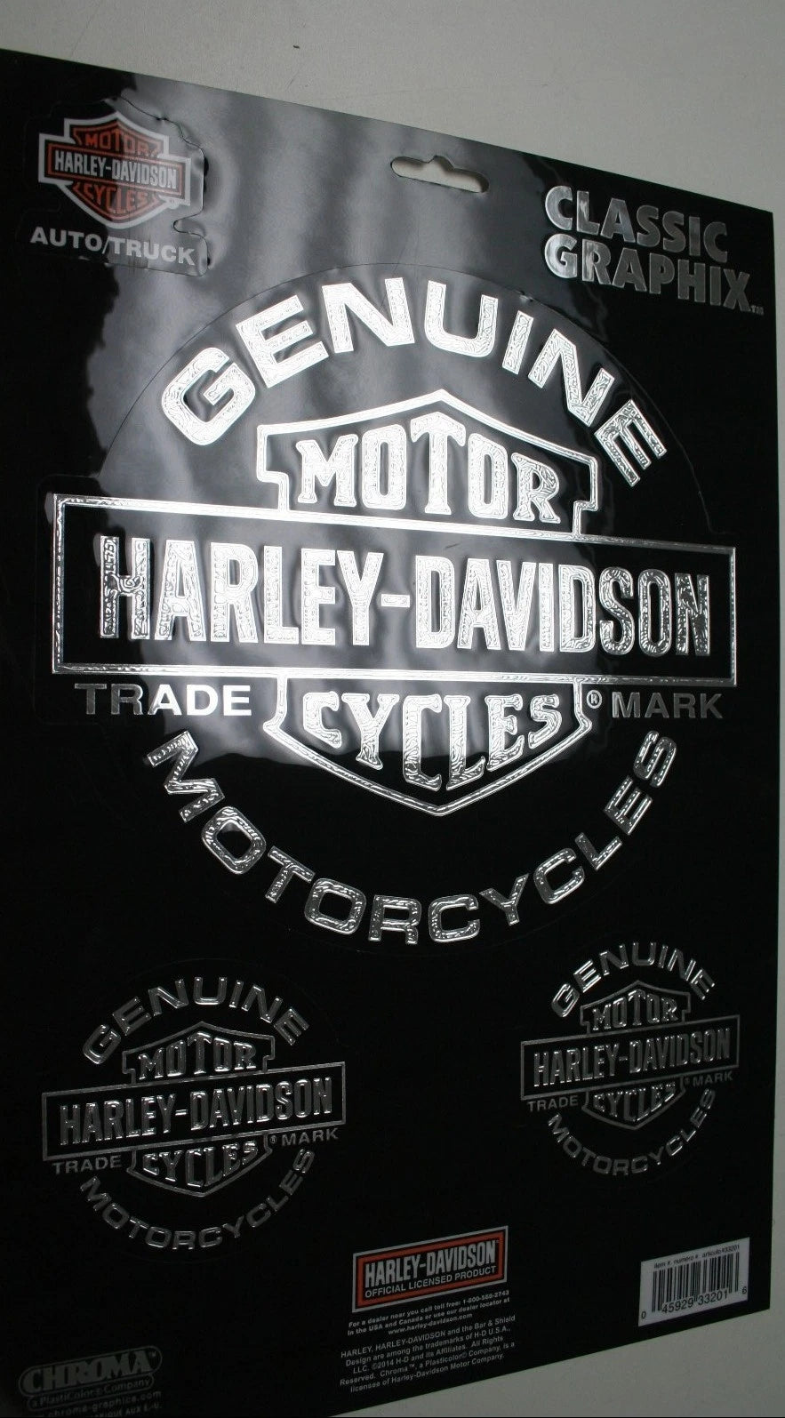 Set of 3 Chrome Decal Stickers for Harley Davidson Motorcycles