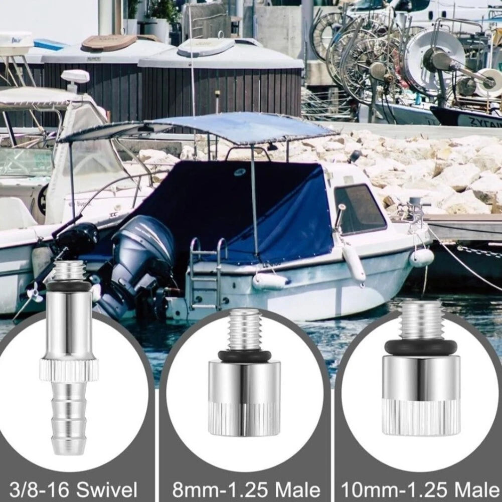 6 Piece Marine Grade Aluminum Oil Pump Adapter Kit 3/8 Swivel 8mm 10mm