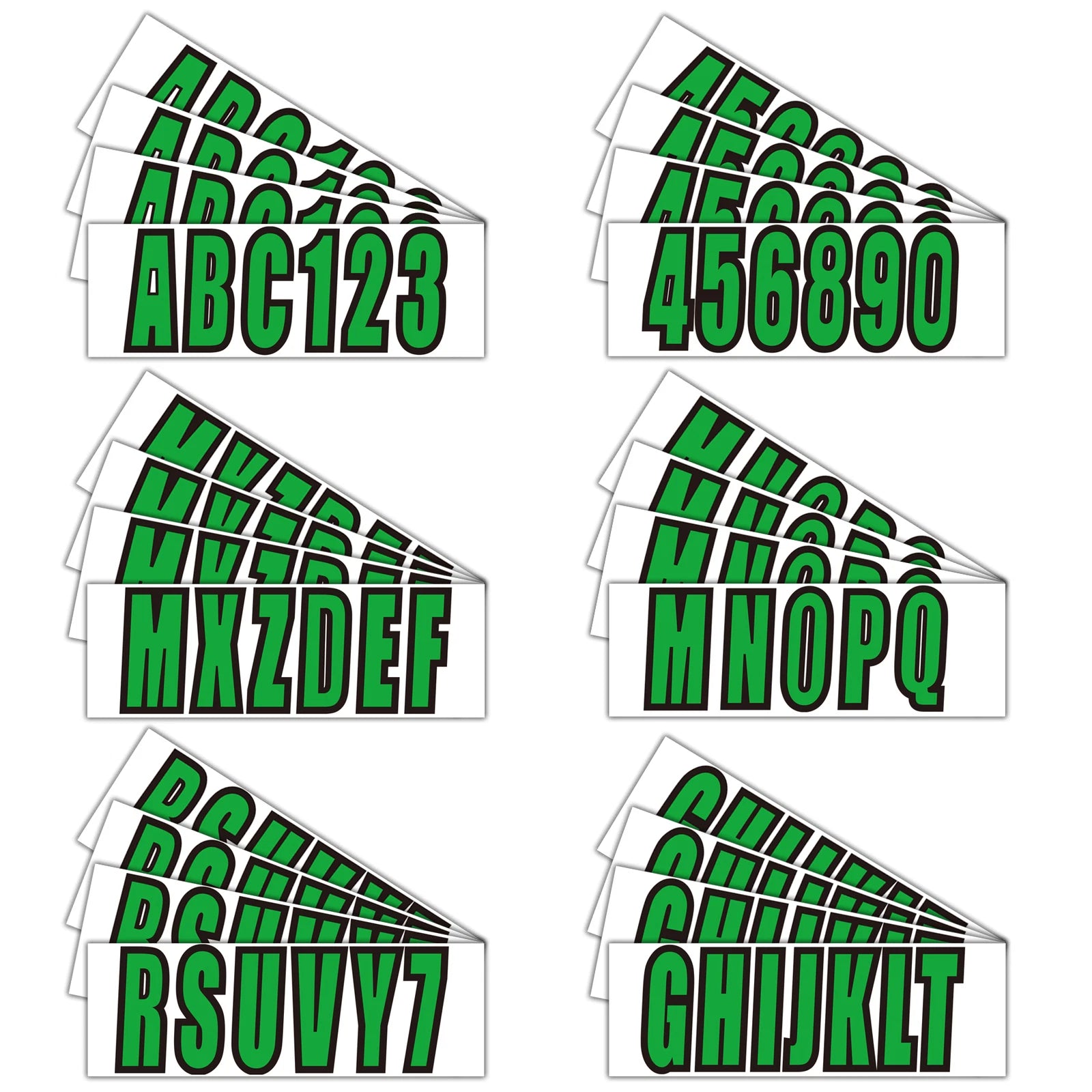 Set of 4 Custom Boat Registration Numbers Decal Stickers A-Z 0-9 Green