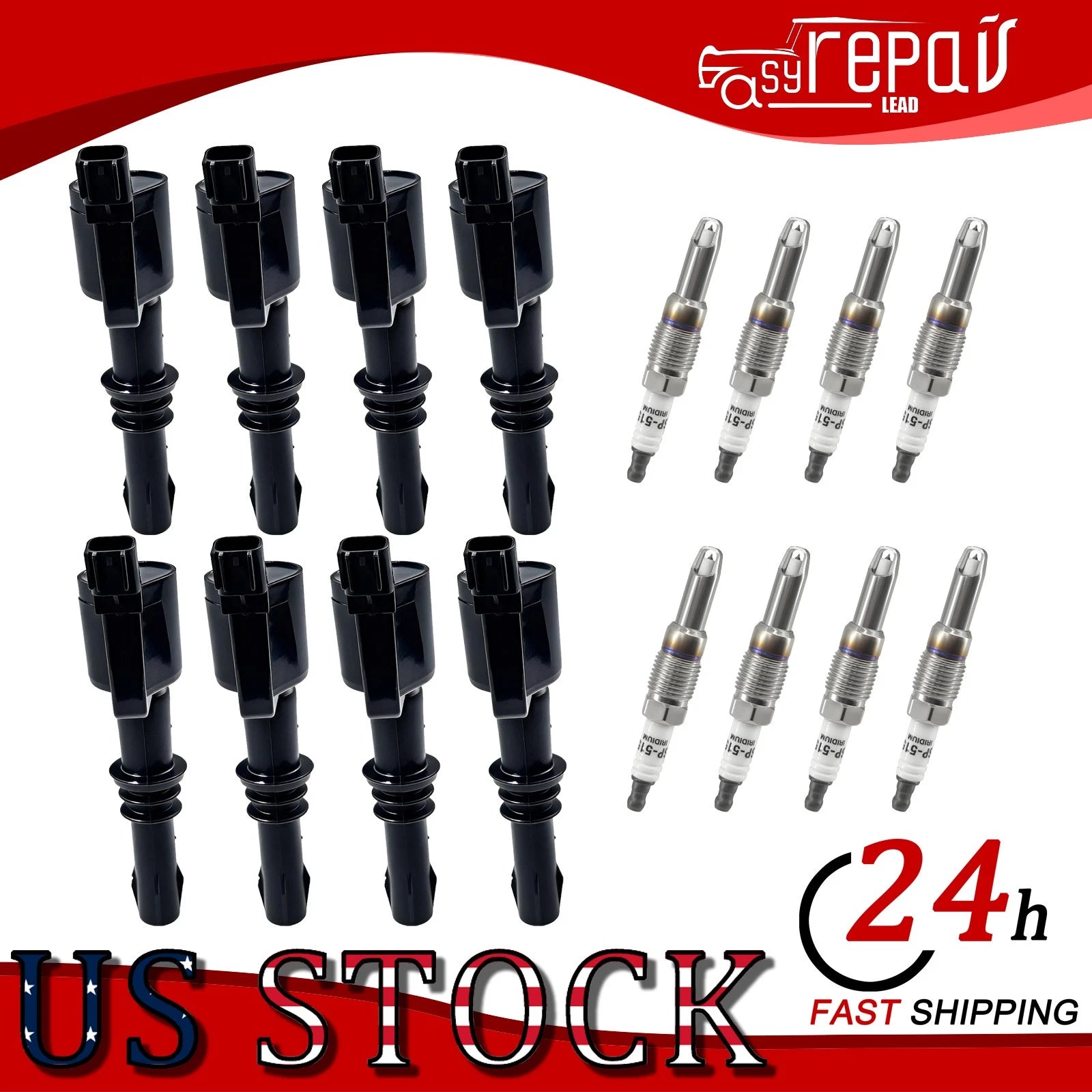 8x Ignition Coil & Iridium Spark Plugs for Ford F-250 Super Duty (2004–2008)