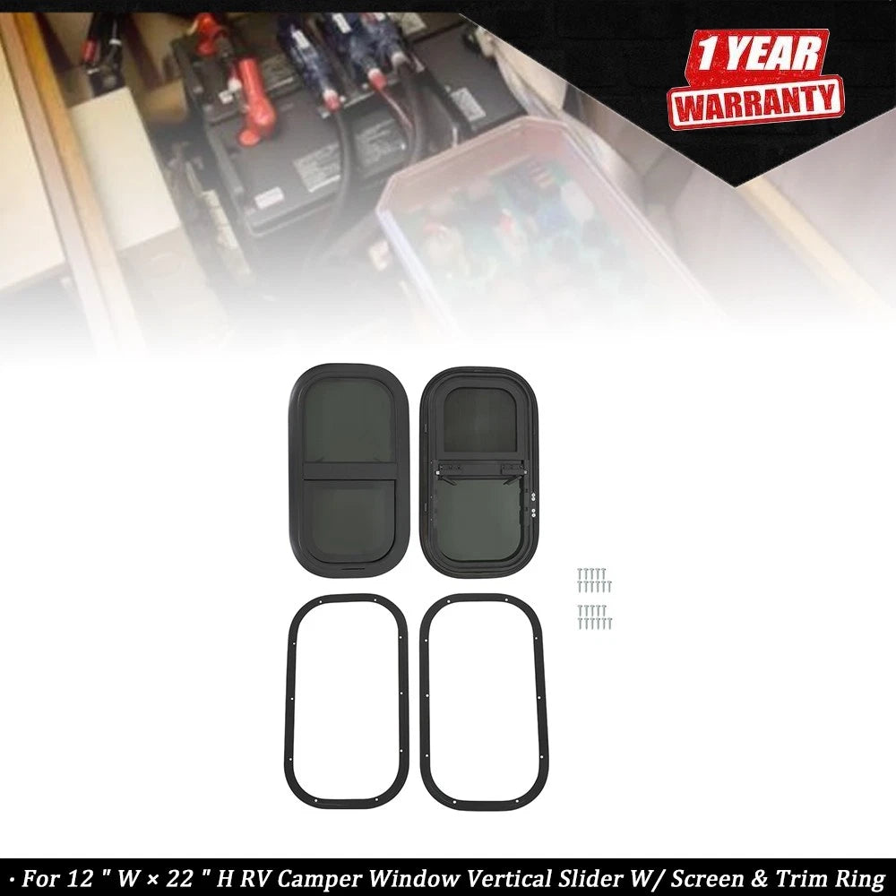 Set of 2 Vertical Slider Windows for RV Camper (12" W Ã 22" H)