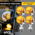Set of 4 Chrome 12V Amber Turn Signal Indicator Lights for Universal Motorcycle