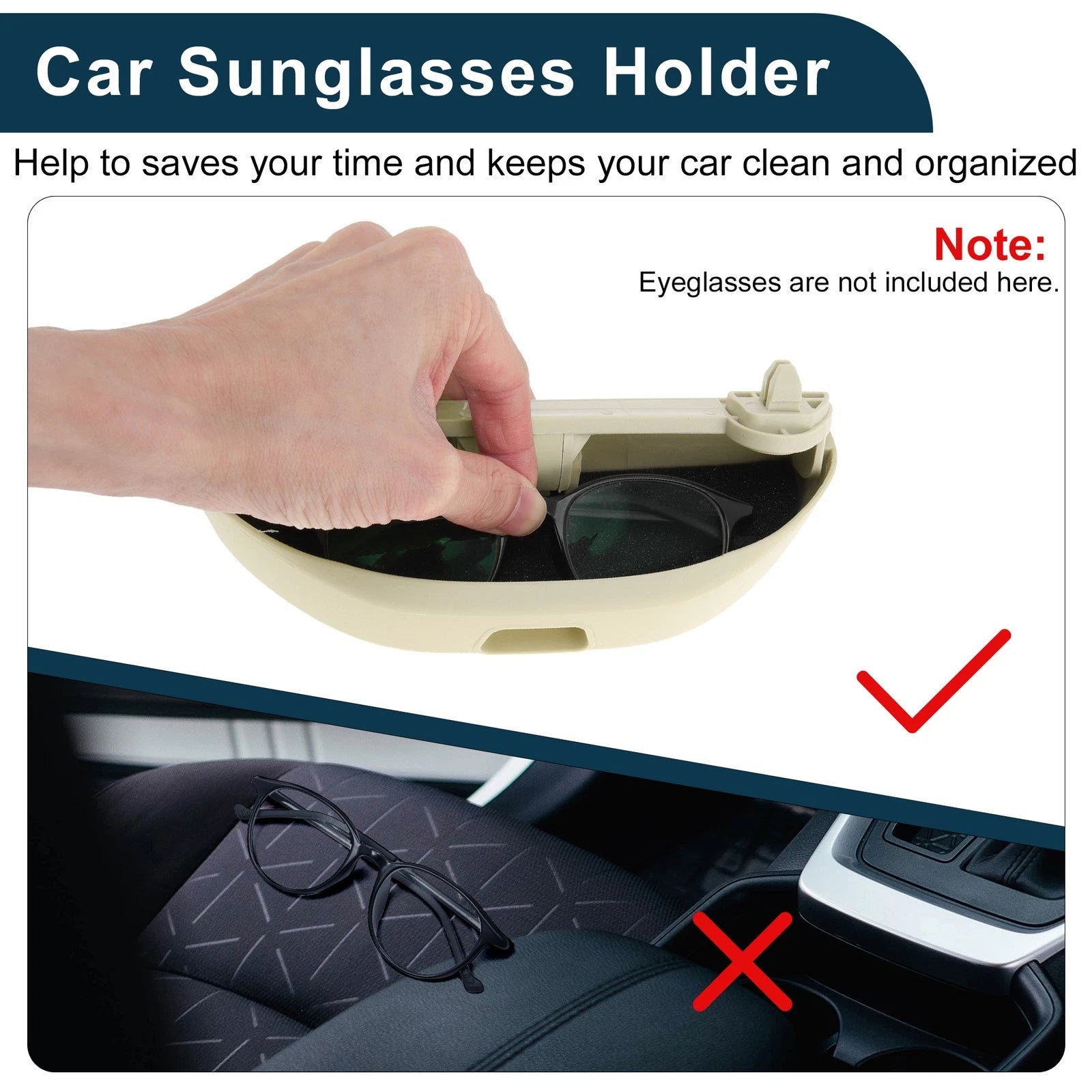 Sunglasses Case for Volkswagen Touran (2003–2015) Eyeglasses Holder Beige