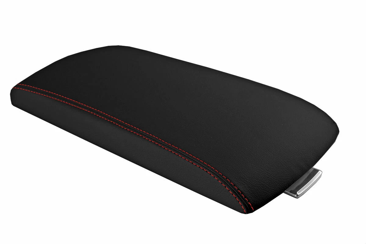 Leather Console Lid Armrest Cover for Ford Flex (2009–2019) Red Stitch