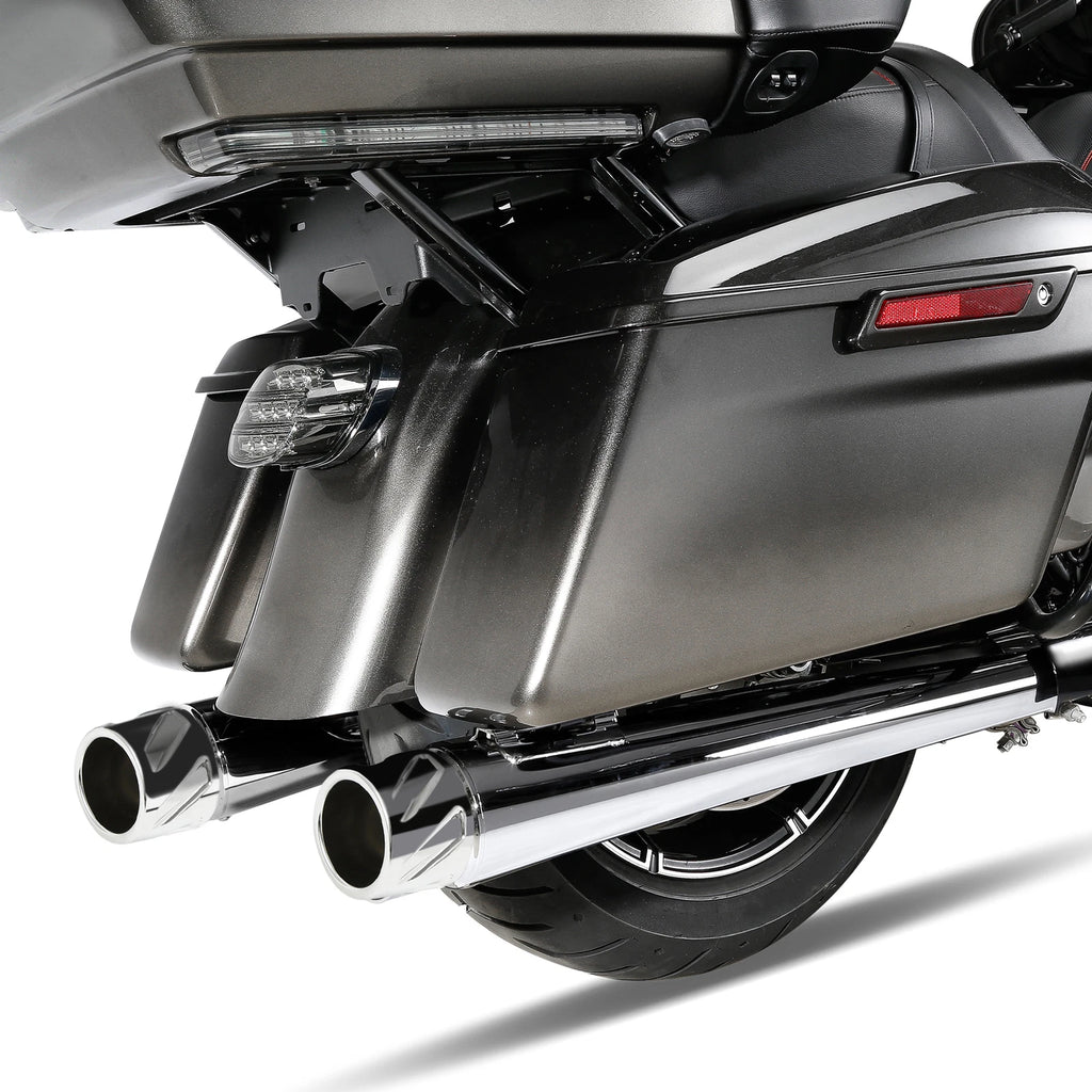 4" Chrome Slip-On Straight Mufflers for Harley Touring (2017–2025) 24