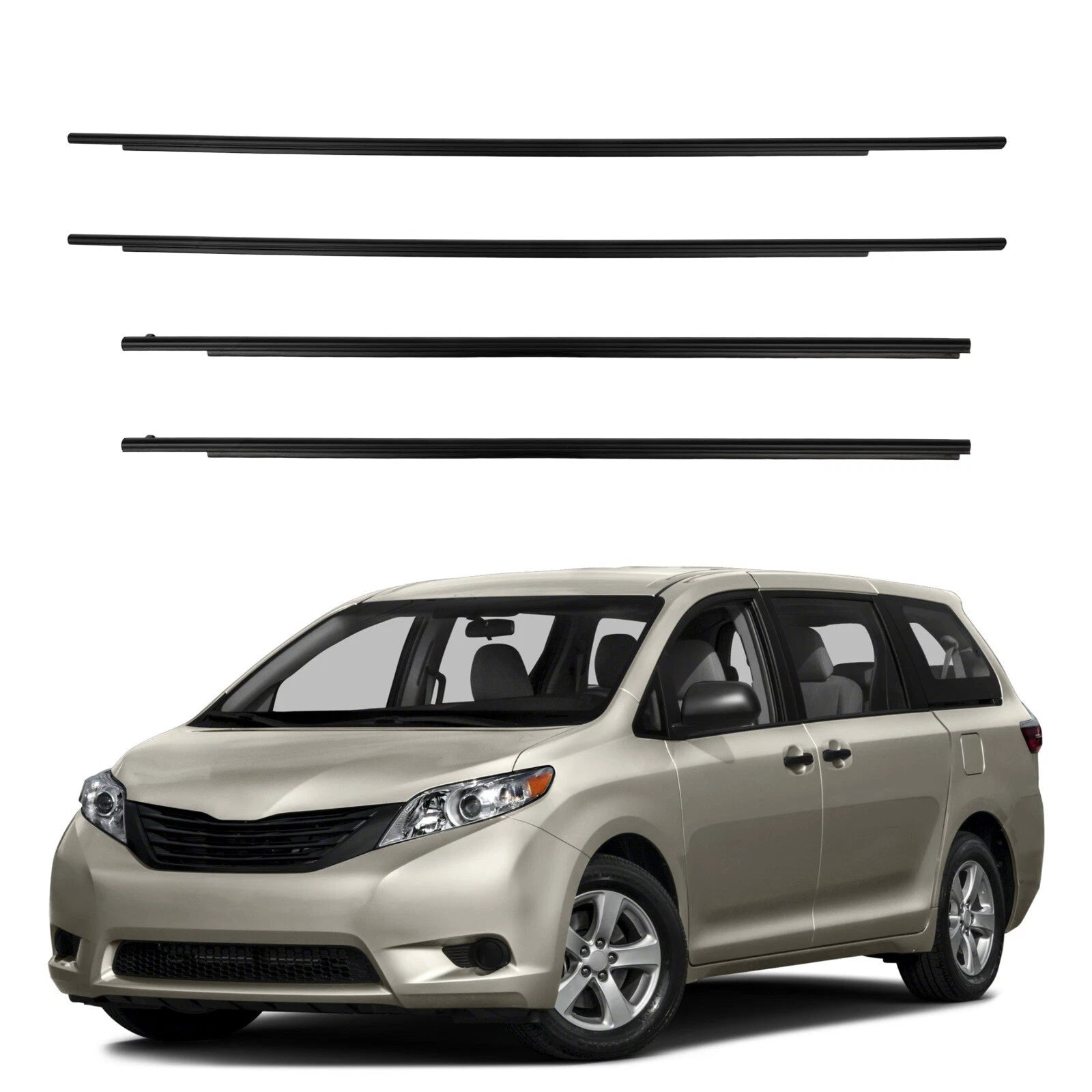 Set of 4 Outer Door Window Moulding Weatherstrip Seals for Toyota Sienna