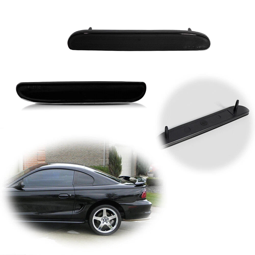 Set of 2 Black Rear Fender Side Marker Signal Light Covers for Ford Mustang