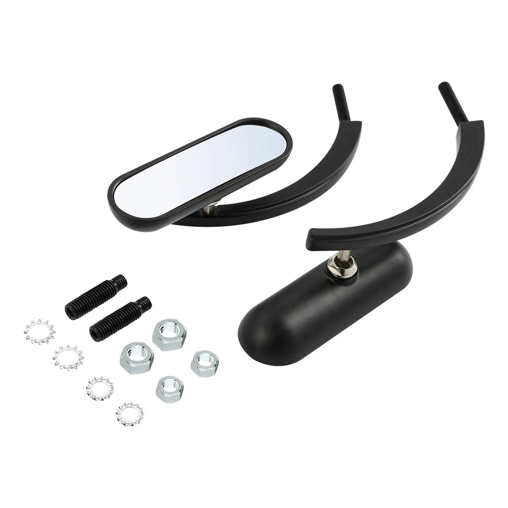 Black Mini Oval Rear View Mirrors for Harley Touring Softail Sportster Dyna