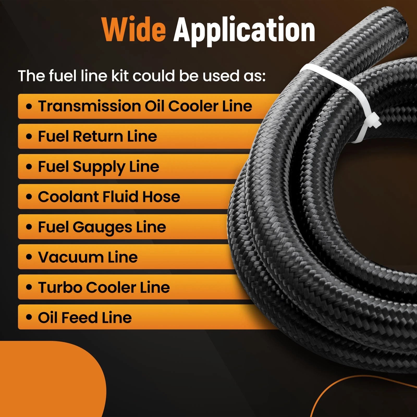 16AN Rubber Fuel Hose for Universal Applications (90° Bend)