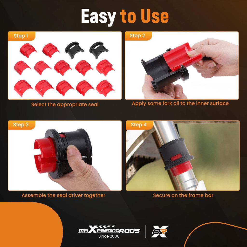 14PCS Fork Seal Installer Tool Kit for Motorcycle (Universal, 35mm-50mm)
