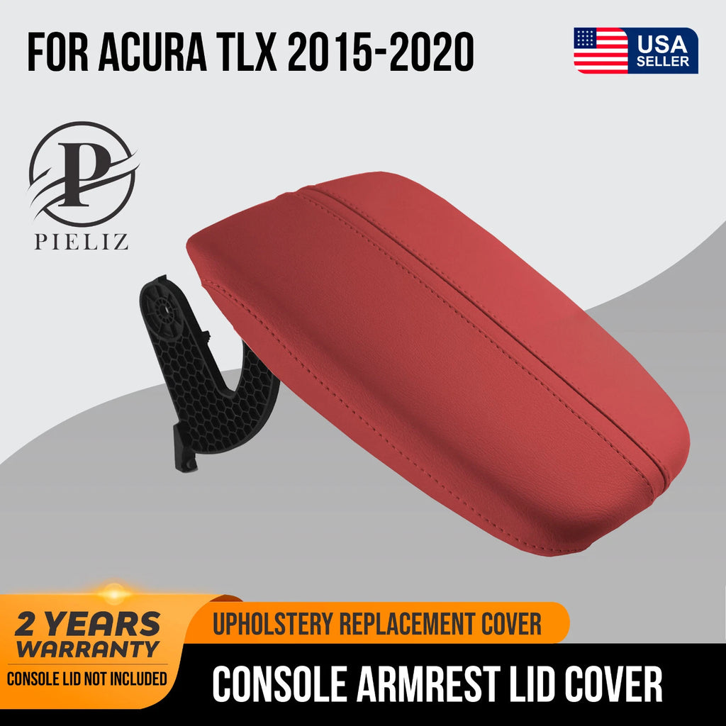 Console Lid Armrest Cover for Acura TLX (2015–2020) Red PVC Leather
