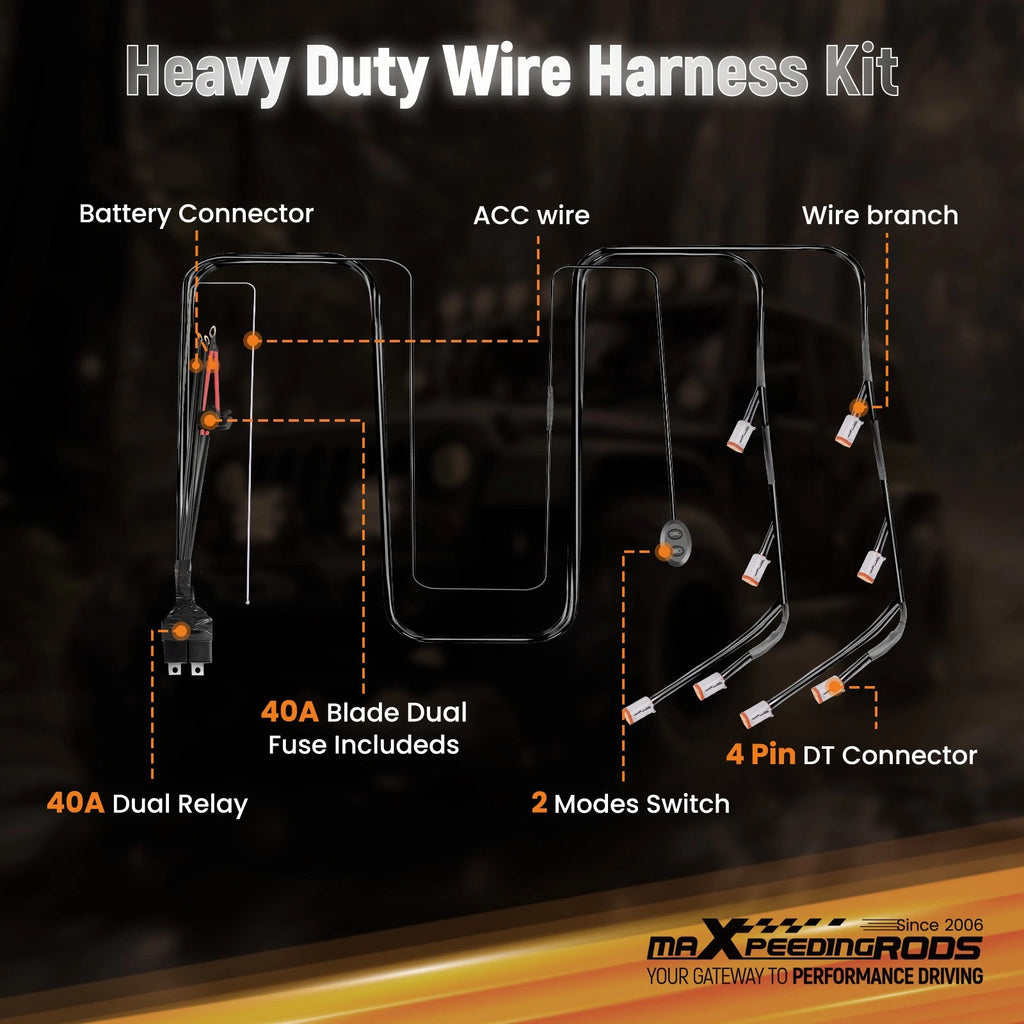 Touch Switch Harness for maXpeedingrods Off Road Lights 720W 4-PIN DT (N/A)