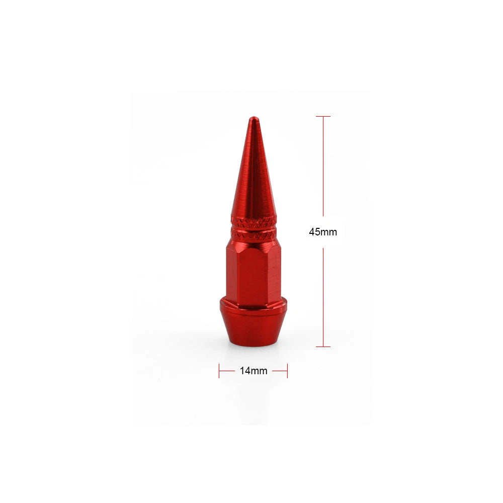 Set of 4 Dustproof Spike Shape Tire Valve Caps for Car Motorcycle Bike
