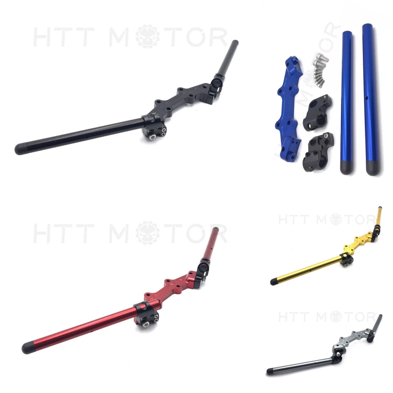 Clip-On Handlebar for Yamaha MT-07 FZ07 (2014–2017) w/ Adapter Plate