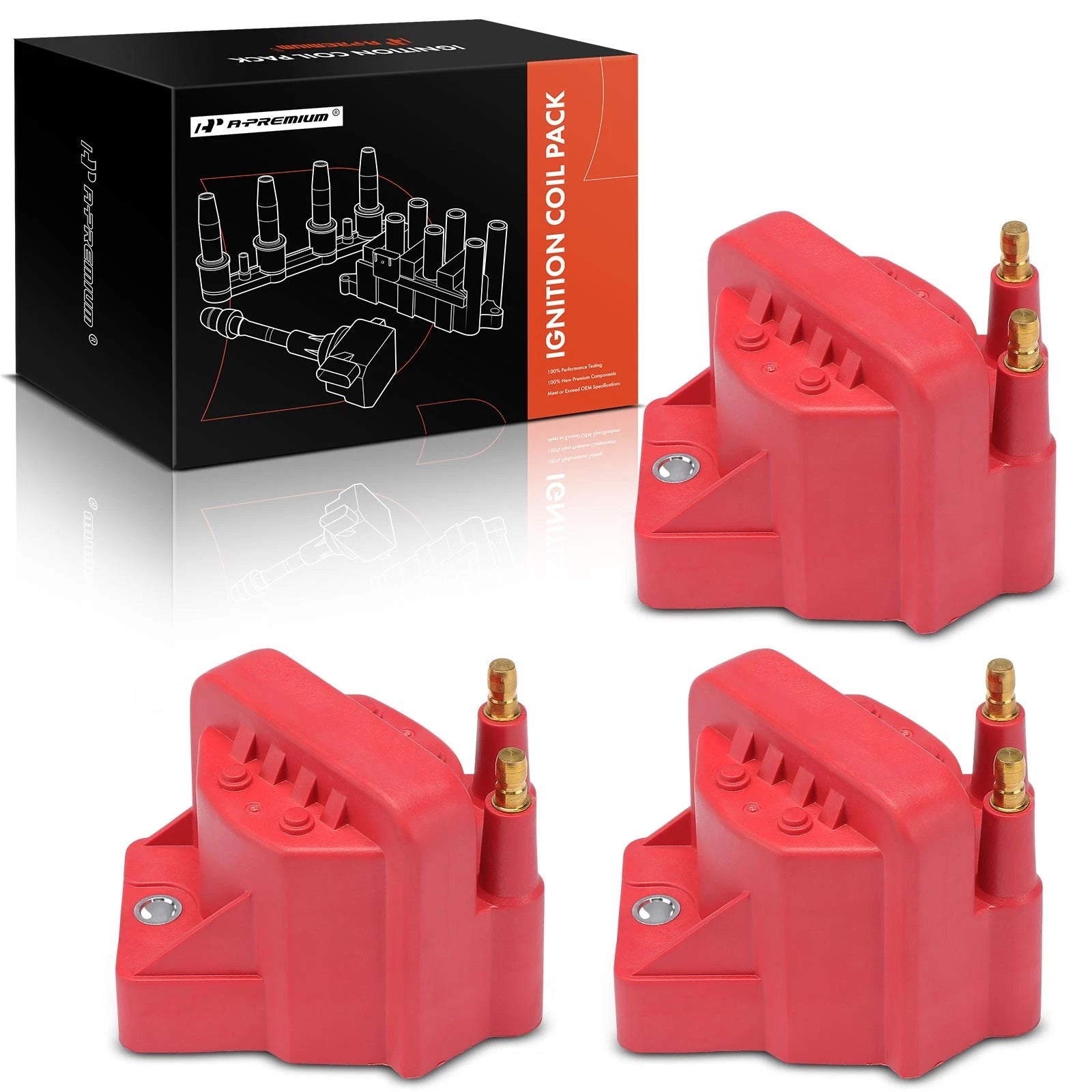 3x Red Ignition Coil for Chevrolet Malibu Impala Camaro Buick Honda 