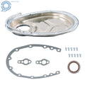 Polished Aluminum Timing Chain Cover Kit for Chevy SB SBC (283–350)