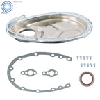 Polished Aluminum Timing Chain Cover Kit for Chevy SB SBC (283–350)