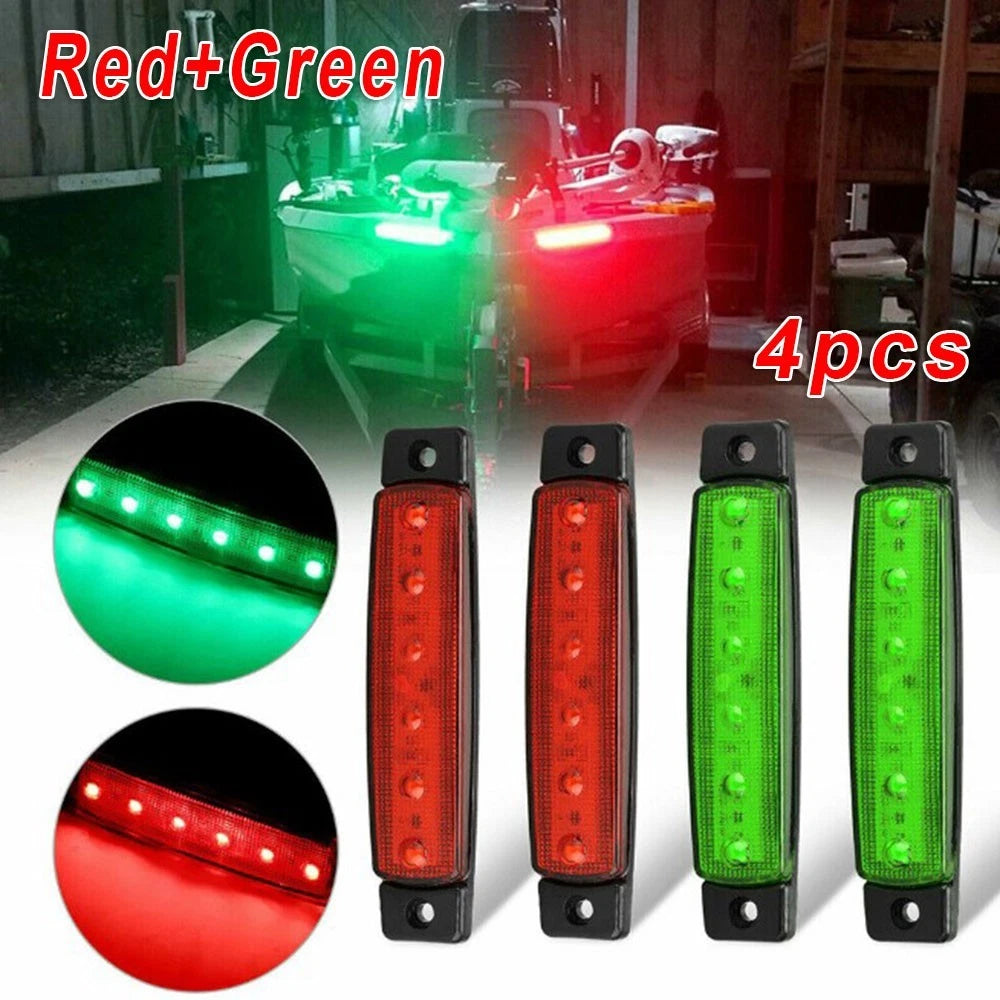 Set of 4 Boat Navigation LED Red Green Stern Lights for Marine Use