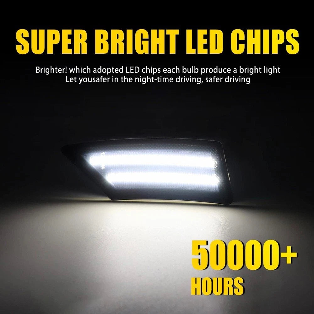 Smoked Lens White LED Front Fender Side Marker Lights for Ford Ranger (2019–2022)