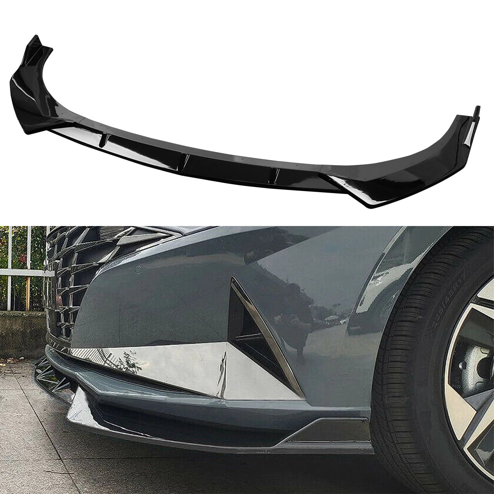 Gloss Black Front Bumper Lip Spoiler Body Kit for Hyundai Elantra (2021–2022)