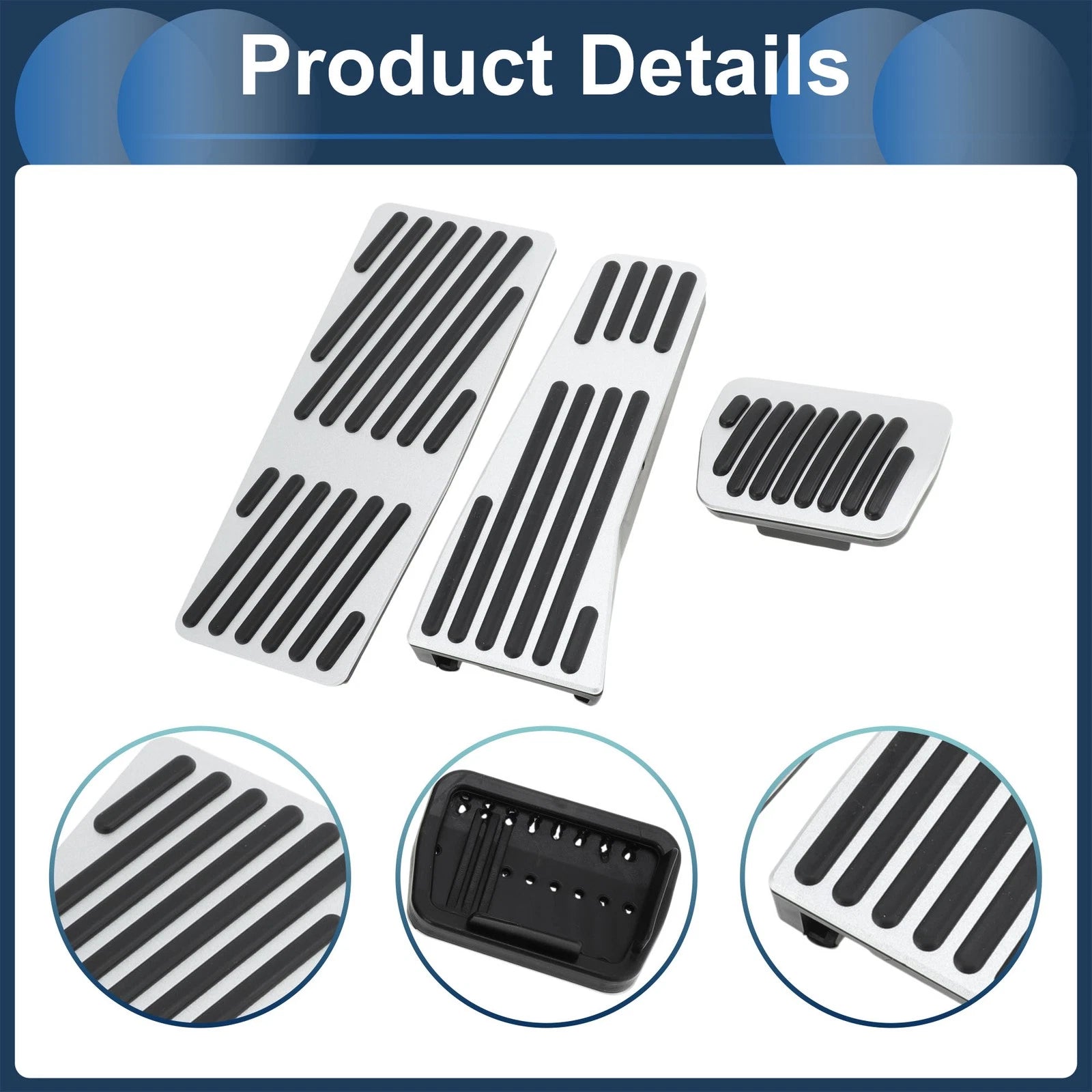 3Pcs Foot Accelerator Pedal Covers for Mazda 3 (2020) Silver Tone