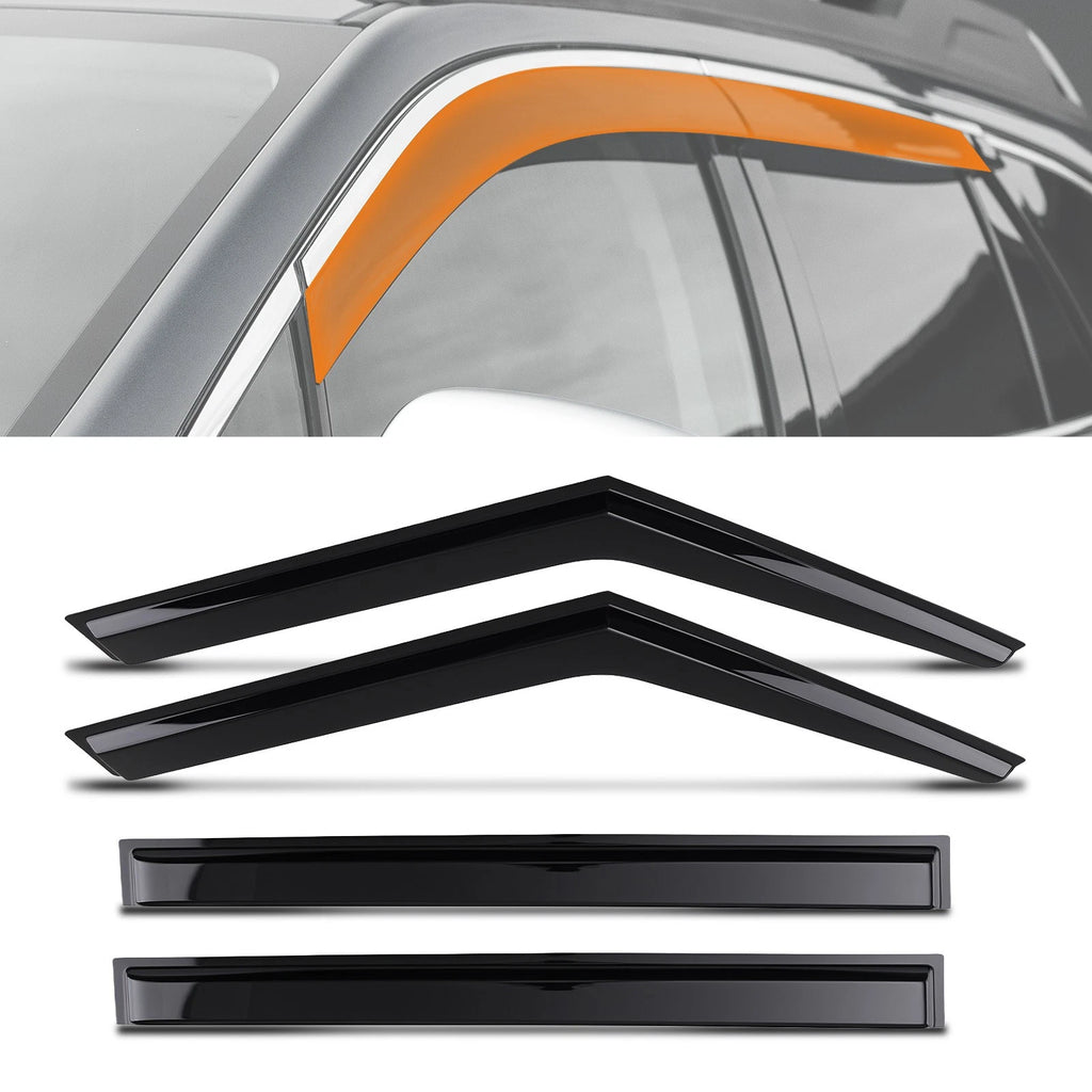 Set of 4 Outside Window Visors Wind Deflectors for Kia Soul (2014–2019) Black