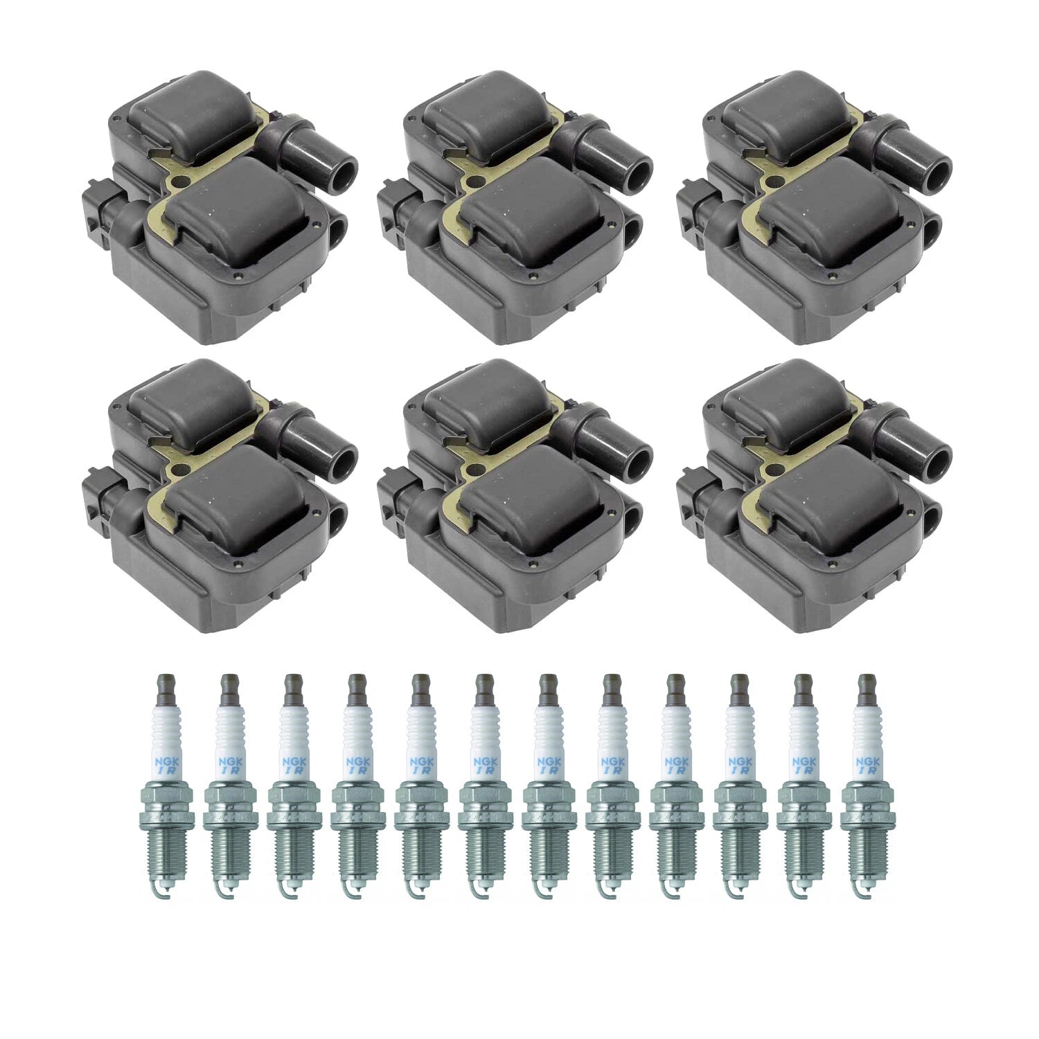 2X Ignition Coil & NGK 12 Laser Iridium Spark Plug Kit for Crossfire E320 (2001–2007)