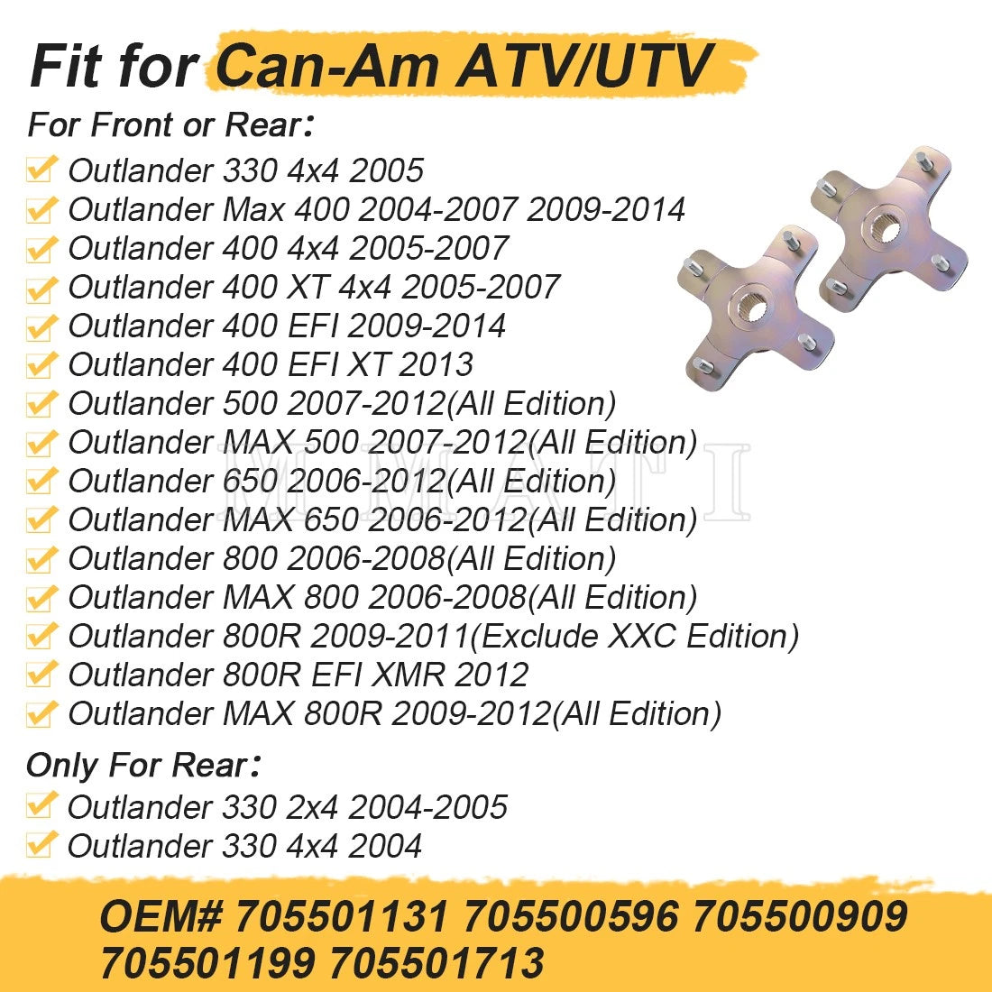 Front/Rear Wheel Hub for Can-Am Outlander 400 500 650 800R (2004–2014)