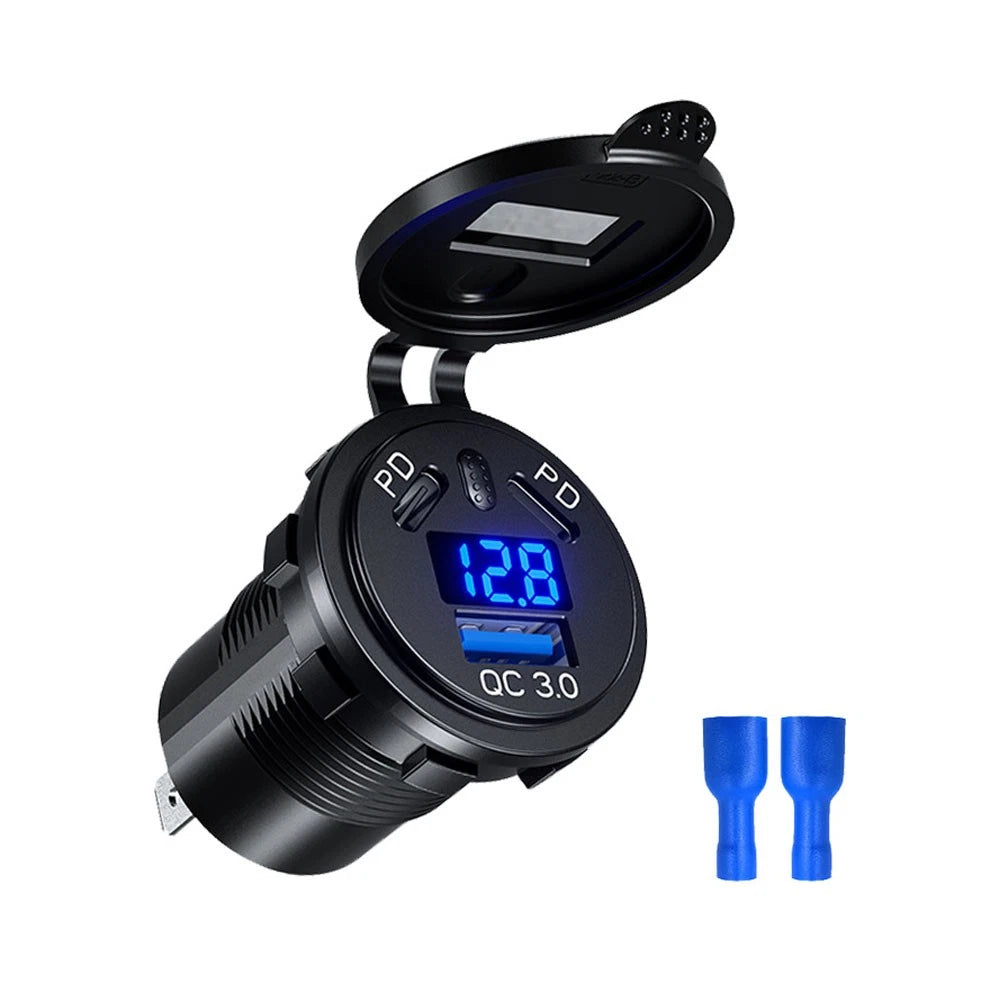 Dual QC3.0 USB Fast Charger Adapter Socket for Universal Vehicles (2010–2023)
