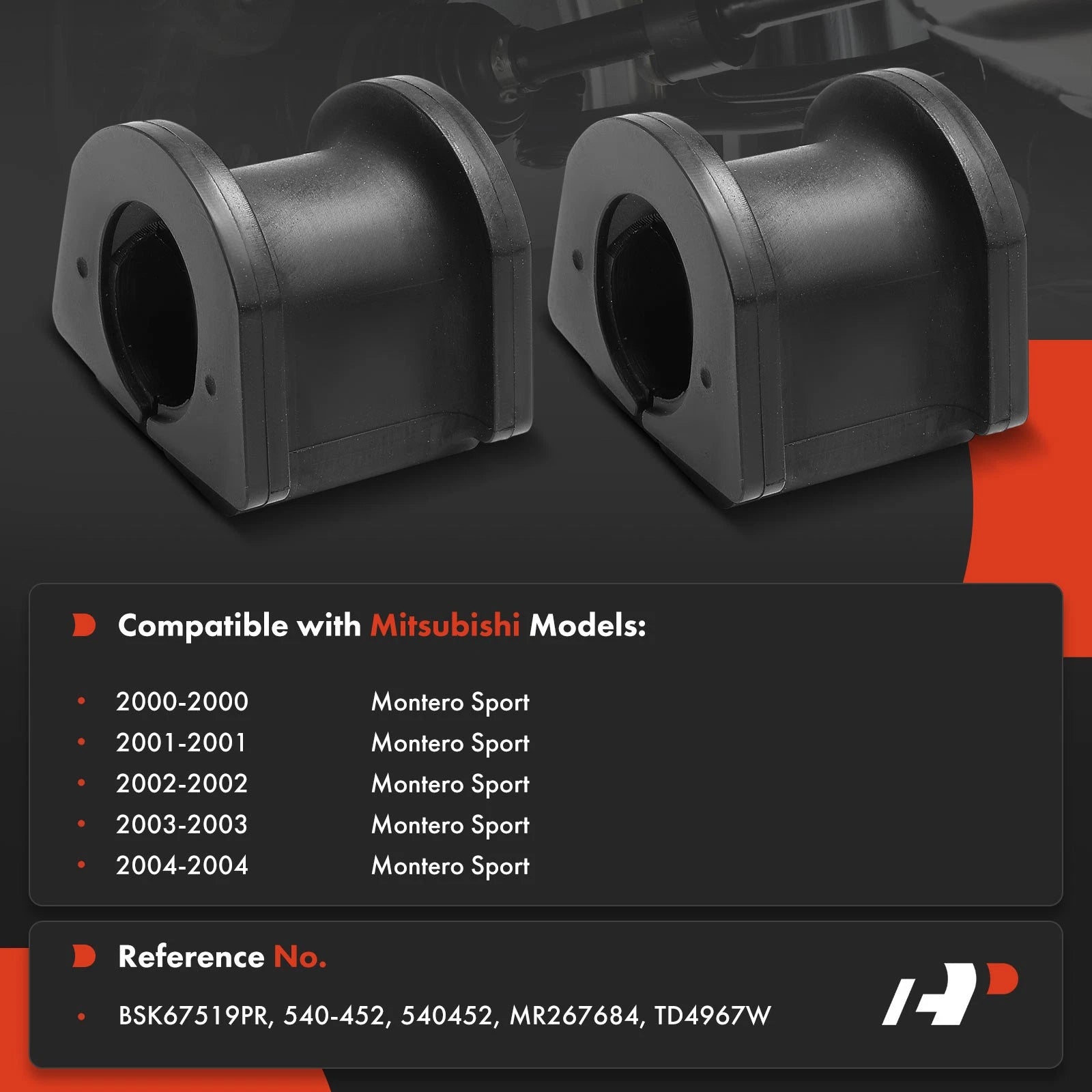 2X Rear Side Sway Bar Bushing for Mitsubishi Montero Sport (2000–2004)