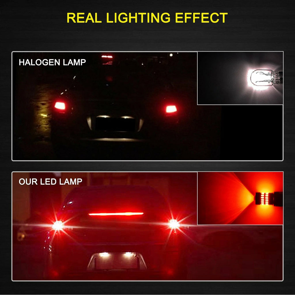 Set of 4 Red LED Brake Tail Stop Light Bulbs for T25 7443 7440